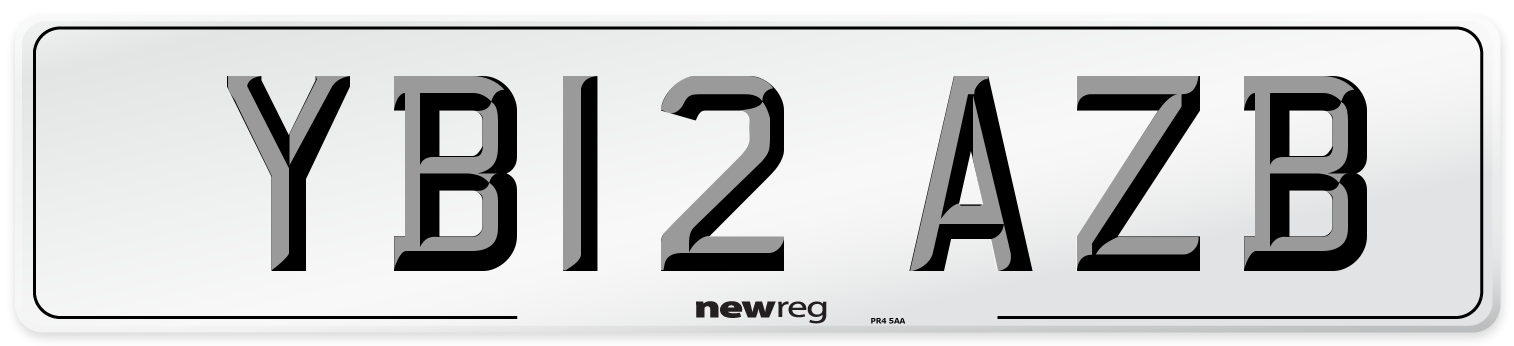 YB12 AZB Number Plate from New Reg